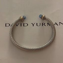 DY cable classic bracelet with blue topaz and gold 5mm