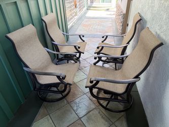 Set of 4 Tropitone High-Back Sling Swivel Rocker Patio Chairs