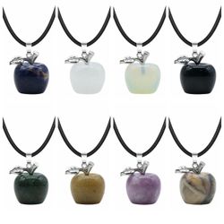 2pcs Elegant Silver Apple Pendant Necklace Set