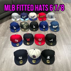 MLB New Era Dodgers, Rangers, Nationals, Braves, Yankees, Padres And Angels 59fifty Fitted Hats 6 7/8