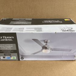 54” 3 Blade Satin Nickel Ceiling Fan, Indoor / Outdoor 