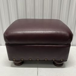 Hancock & Moore Burgundy Leather Footrest Ottoman With Nailhead Trim