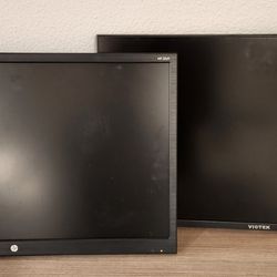 Two computer monitors HP and Viotek