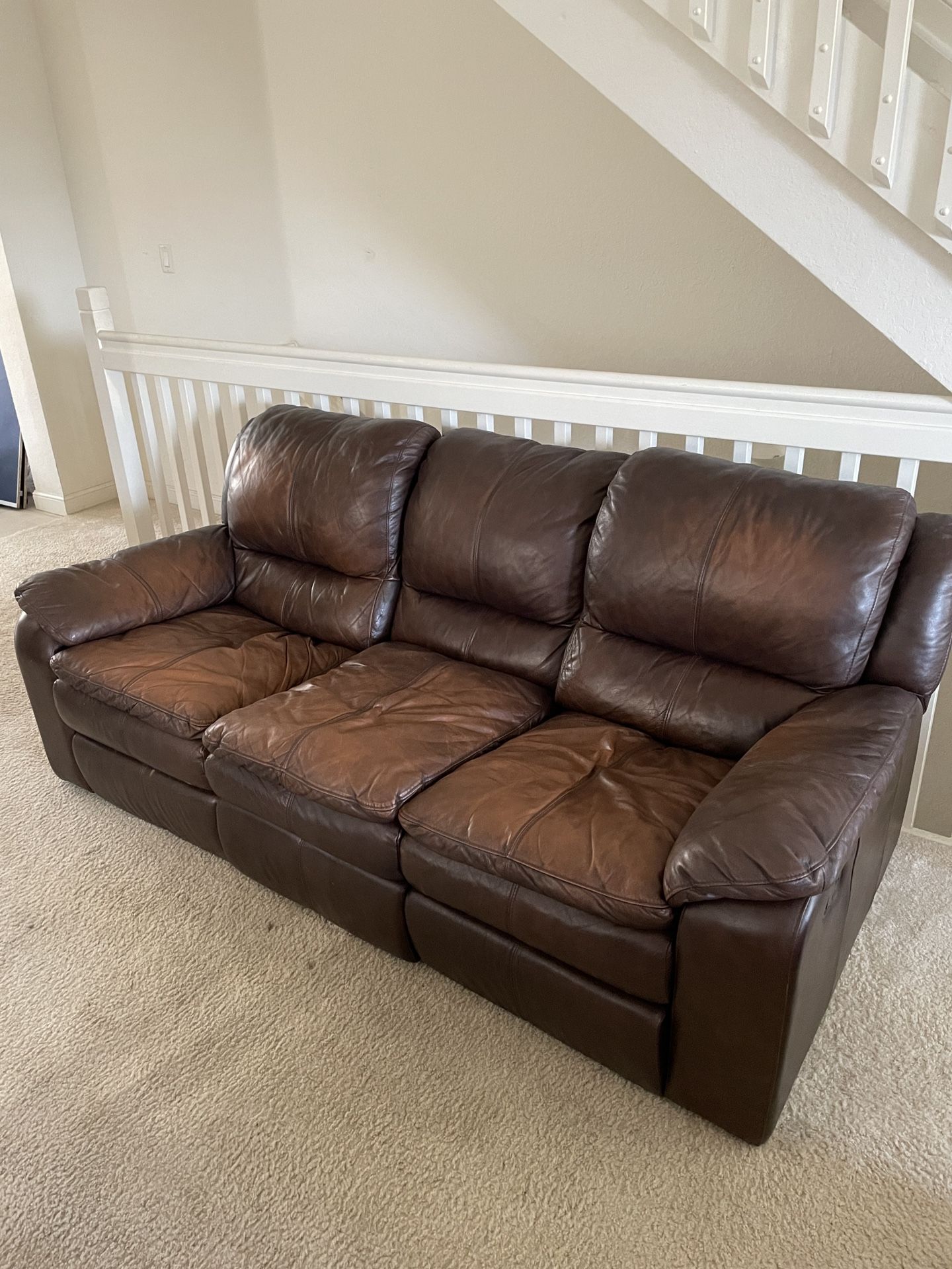 Brown Leather Couch 