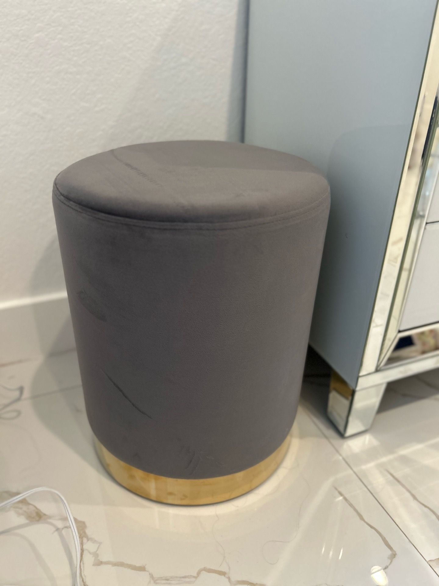2 Grey Suede Modern Ottomon decor
