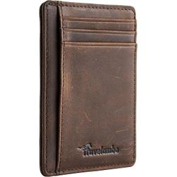 Travelambo Slim Wallet Front Pocket Minimalist Leather RFID Blocking Medium Size
