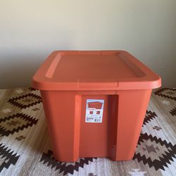 Sterilite 18 Gallon Orange Plastic Storage Container Bin Tote with