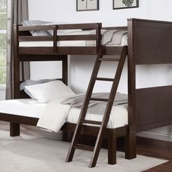 Brand New Espresso Twin Over Full Bunk Bed 
