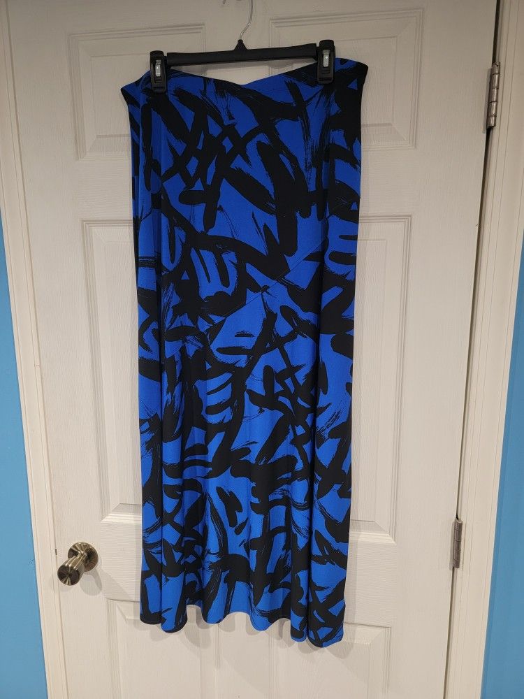 Rafaella Women's Blue Black Maxi Skirt -  Size Large