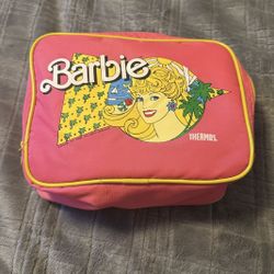 Vintage 1988 Barbie Thermos Soft Lunch Box 