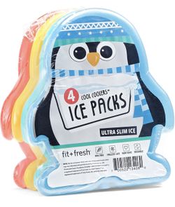 Fit & Fresh Cool Coolers - Slim Ice Packs for Lunch Boxes, Tote Bags and Coolers - Aquatic Shapes for Kids