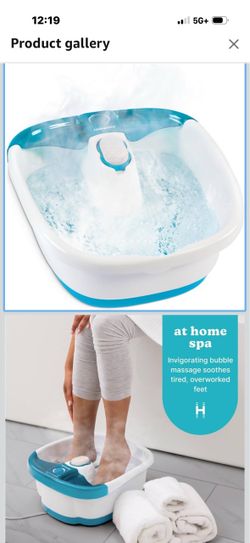 Homedics Bubble Mate Foot Spa, Toe Touch Controlled Foot Bath with Invigorating Bubbles and Splash Proof, Raised Massage Nodes and Removable Pumice St