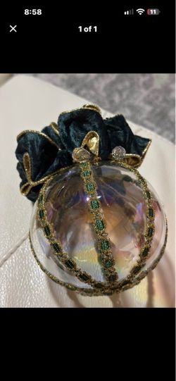 Iridescent Glass Christmas Ornament with Velvet Bow