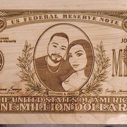 Custom $1,000,000 Bill, Laser Engraved