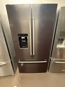 Kitchen Aide Stainless Brown Steel Three Door Refrigerator