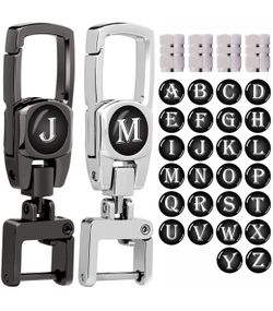 Car key chain Alphabet KeyChain Heavy Duty Clip Key Ring for Men and Women (26 Letters for Free)