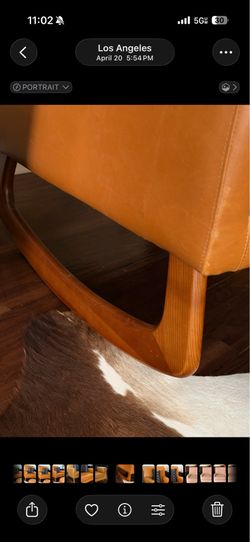 Modern Rocking Chair + Matching Pouf/Geometric Pillow | Lounge / Reading Chair Set