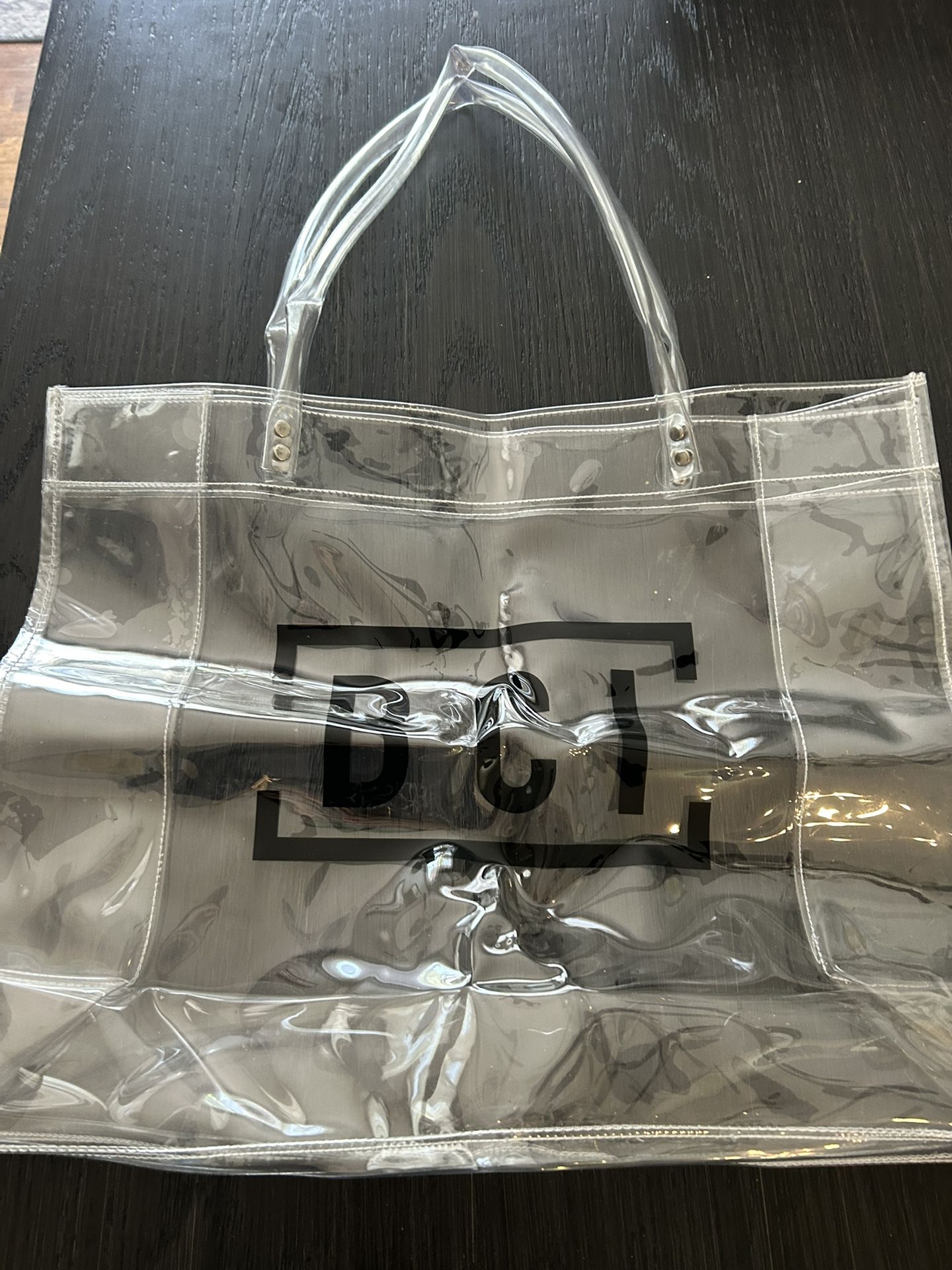 Clear plastic tote bag