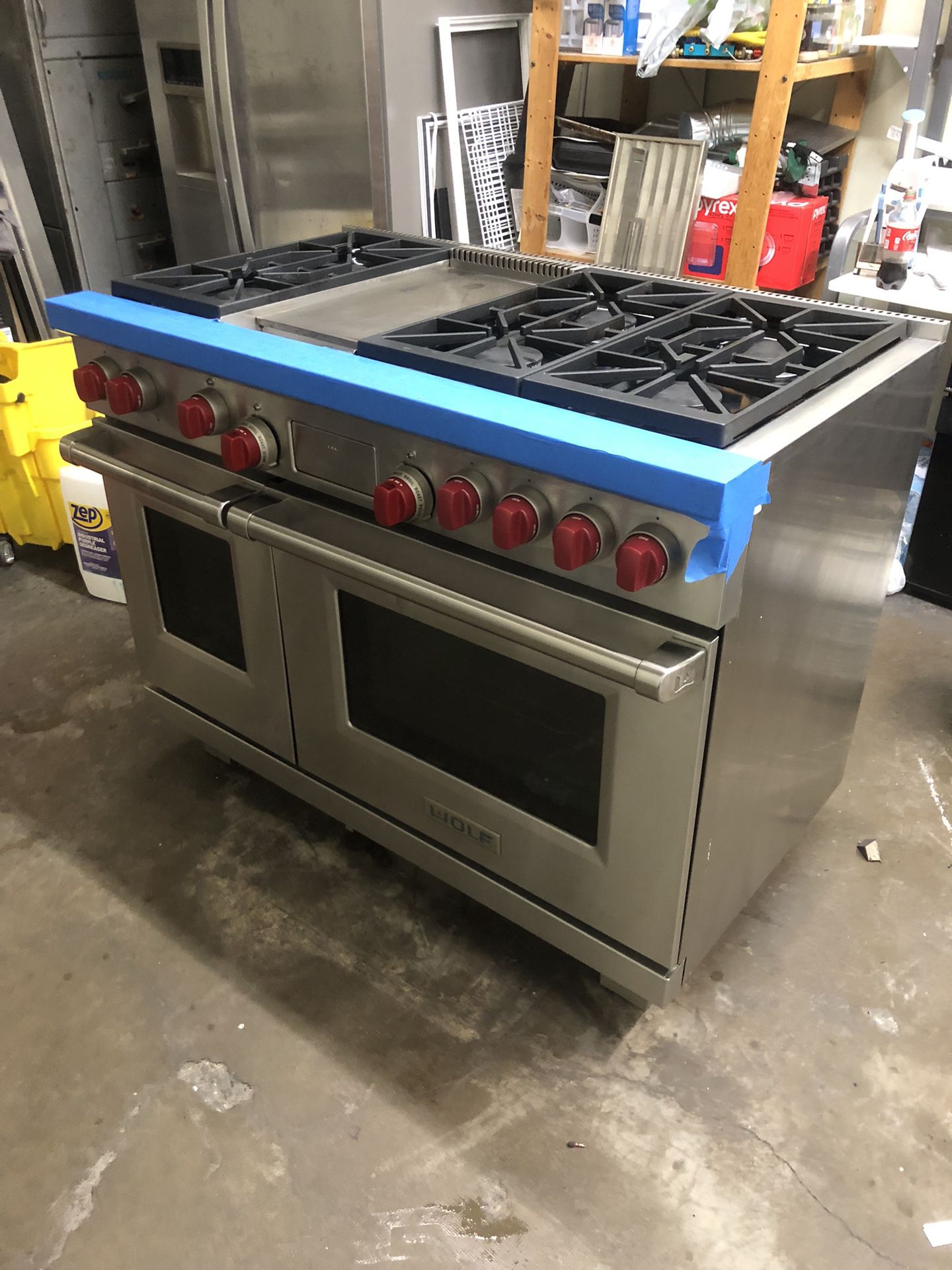 Wolf 60”wide Dual Fuel Range Stove In Stainless Steel 