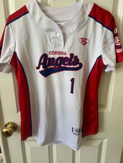 Girls youth large Louisville slugger two button Corona Angel jersey #1 good condition 