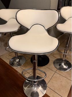 3  White Leather Adjustable Chairs
