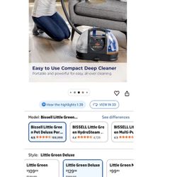 Bissell Little Green Pet Deluxe Portable Carpet Cleaner and Car/Auto Detailer, 3353, Gray/Blue