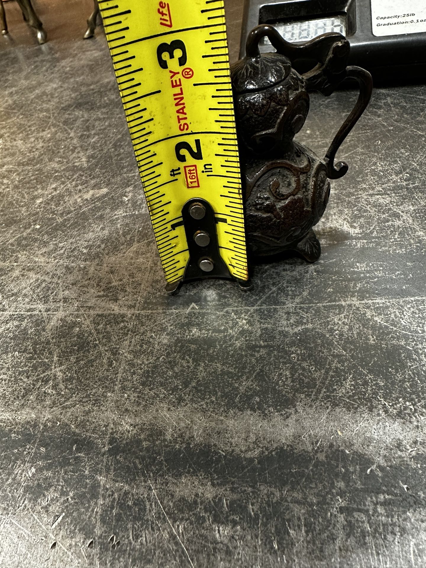 Chinese Republic miniature Teapot bronze water dropper Scholar Gourd Garlic Head