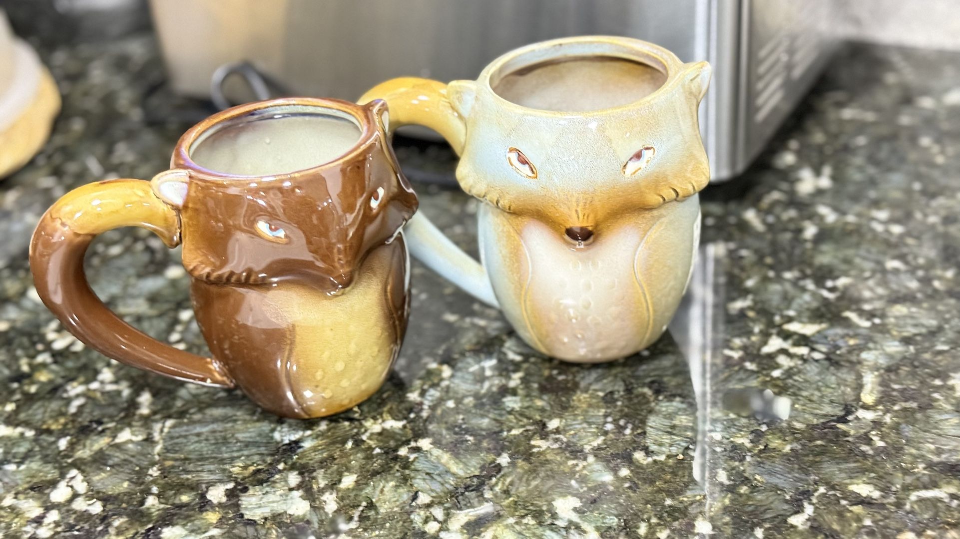Gibson Home 3D Figural Fox Coffee Mugs 16 oz Oversized Hand Glazed Collectible