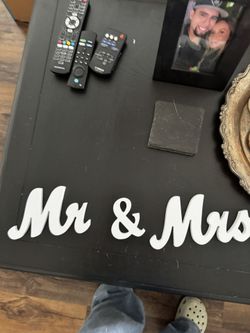MR& MRS WHITE WOODEN SIGN