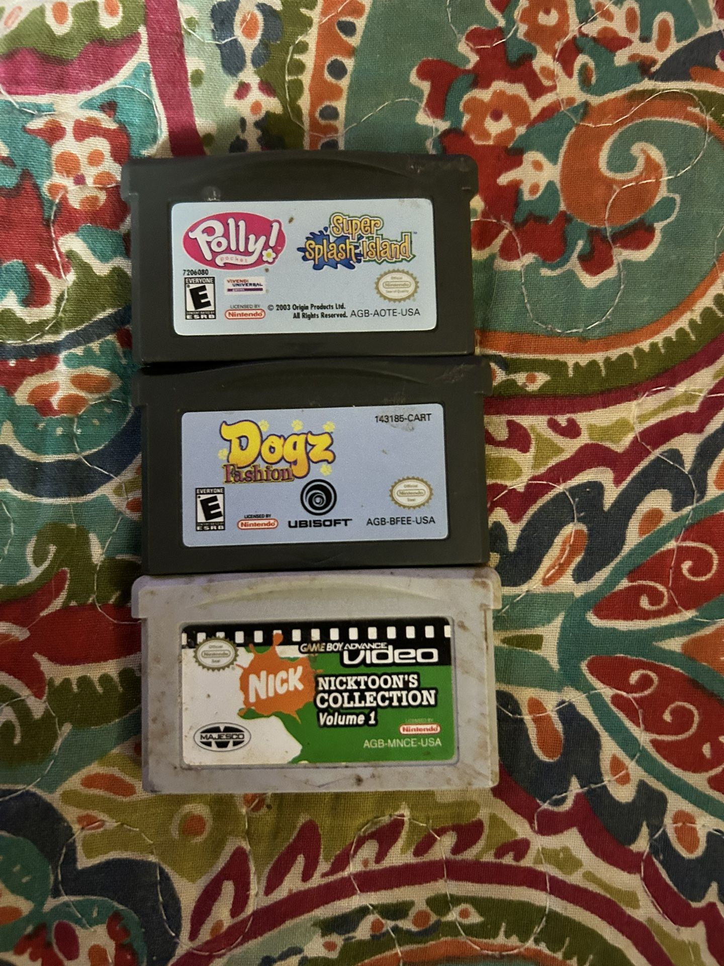 Lot Of Three GameBoy Advance Games! Polly Pocket! Dogz! Nicktoons!