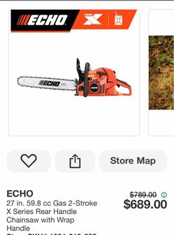 27 in. 59.8 cc Gas 2-Stroke X Series Rear Handle Chainsaw with Wrap Handle