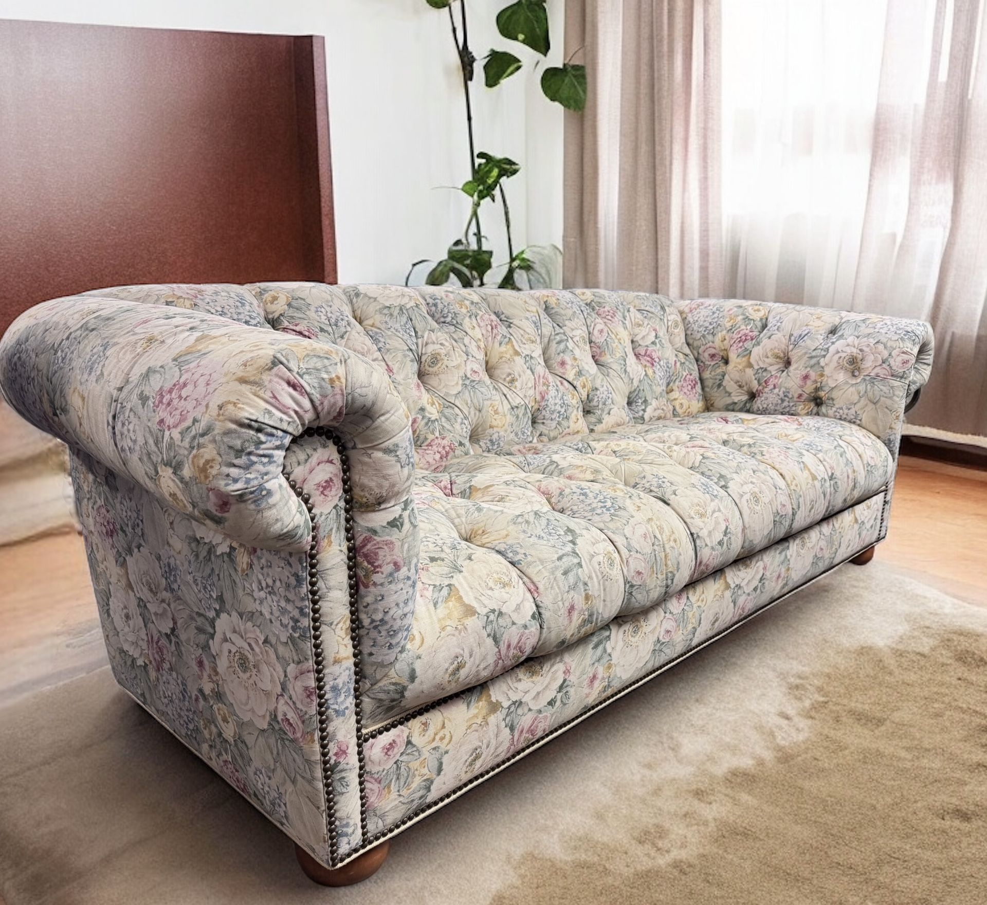 Vintage Ethan Allen Chesterfield Sofa Couch