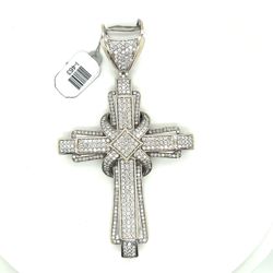 10kt White Gold X-large Diamond Cross Pendant 46.90grams I-463 