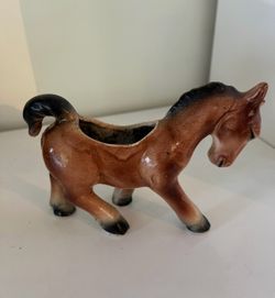 Vintage Ceramic Horse Planter – $25