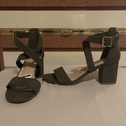 Olive Green Block Heels Size 6 1/2
