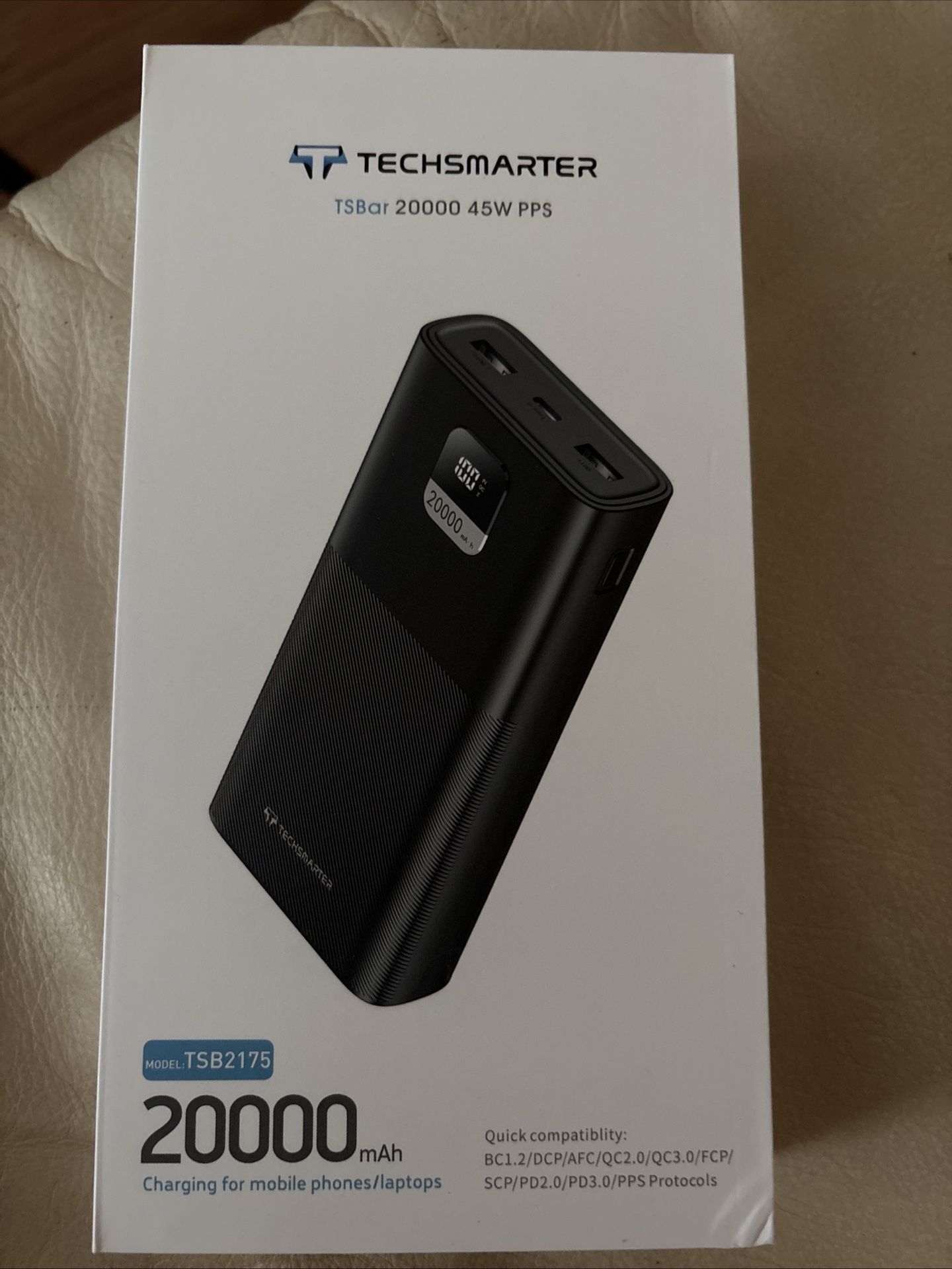 Techsmarter 20,000mAh 18W USB C PD Portable Charger Power Bank for Apple iPhone, iPad, Samsung Galaxy, Note, Pixel, Android, LG, HTC, and More