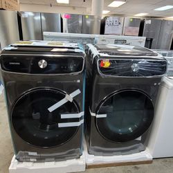 New Samsung Flex Duo 6.0Cu Ft Front Load Washer And Electric 220volt Dryer Set 