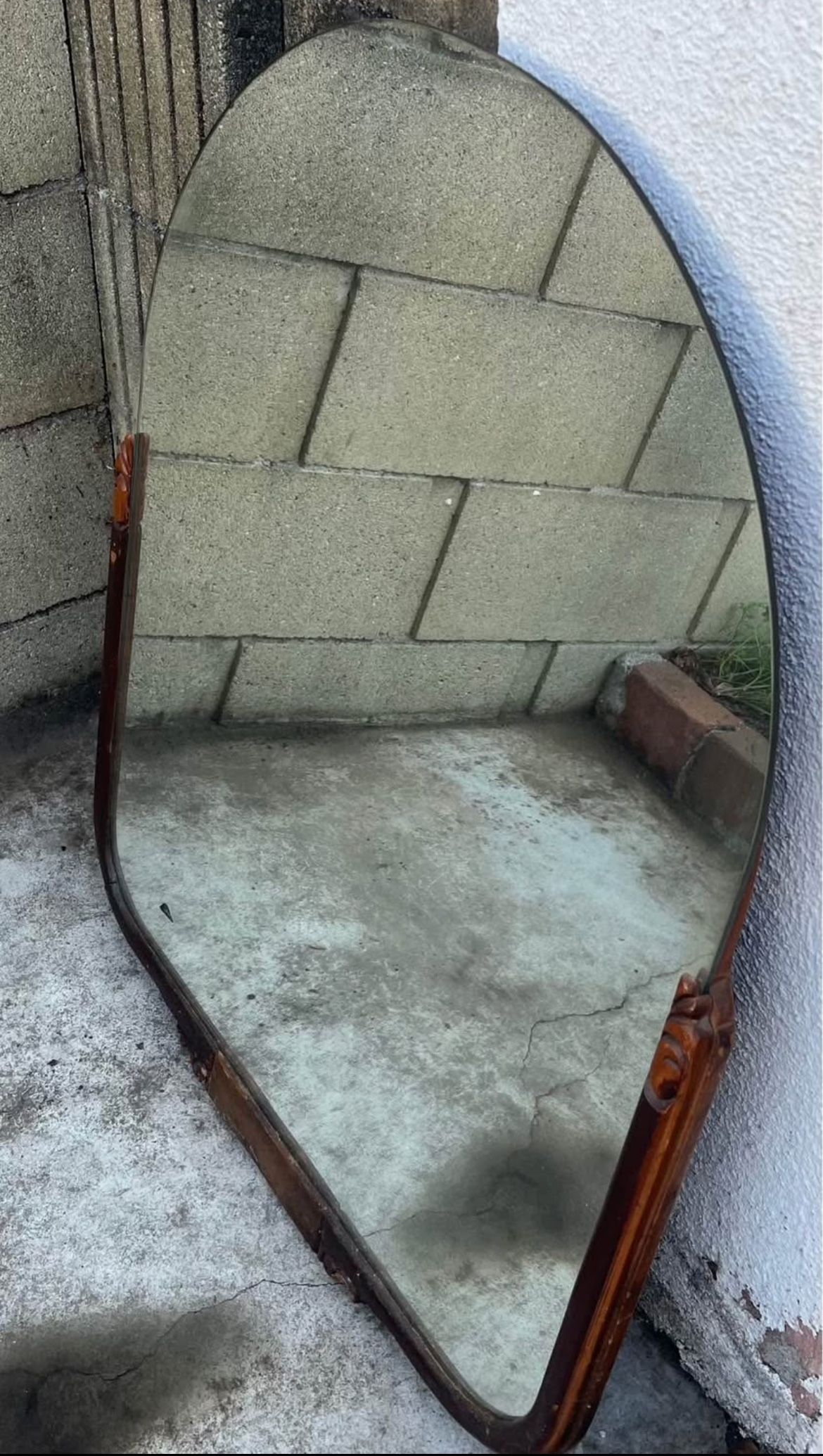 ANTIQUE HANGING WOOD MIRROR