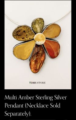 Multi Amber Sterling Silver Pendant (Necklace Sold Separately). A.381