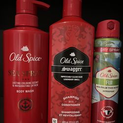NOW $13.99 (PACK OF 3) OLD SPICE BODY WASH - SHAMPOO - DEODORANT BODY SPRAY