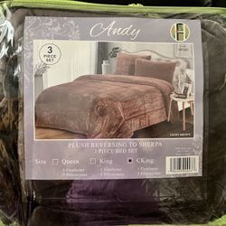 Brown Plush 3 Piece Bed Set