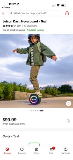 Jetson Dash Hoverboard - Teal