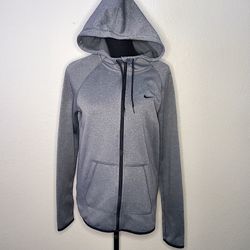 Nike Women's Classic Fleece Zip Up Hoodie Grey Jacket Hooded Size: Small 