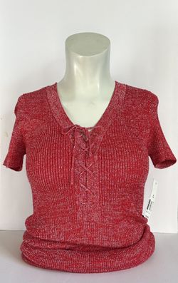 No Boundaries Red Lace Up Metallic Dress