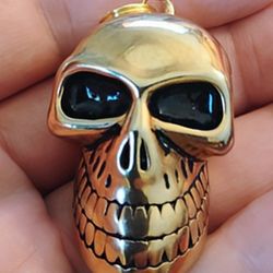 Gold Tone Stainless Steel Skull Bone Pendant 