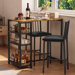 Dining/Bar Table - 2 Person With Shelves And Stools