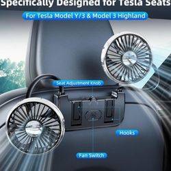 Tesla Fans, Dual Head Car Back Seat Fan for Tesla Model Y/3(Highland)