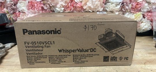 Panasonic WhisperValue DC Series 50/80/100 CFM Ceiling/Wall Exhaust Fan LED Light Condensation Sensor with Low Profile Housing