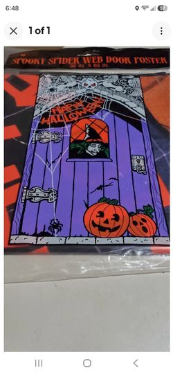 Spooky Spider Web Halloween Door Poster 36x65 in