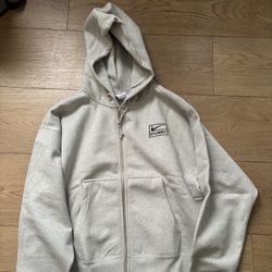 stussy & nike fleece zip hoodie grey heather / M